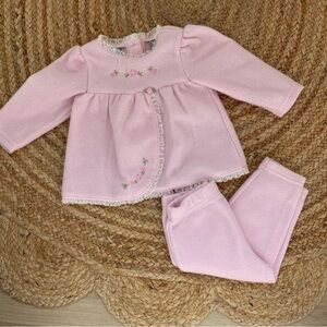 Charming Pink Kids Pajama Set with Floral Accents